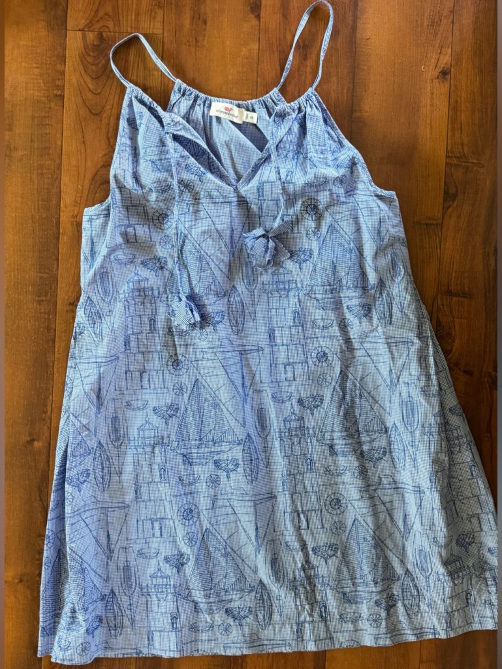 Vineyard Vines Blue Gingham Nautical Sailboat Tank Mini Dress Womens XS